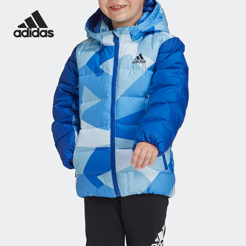 Adidas/阿迪达斯正品冬季新款小童连帽印花时尚羽绒服GG3637