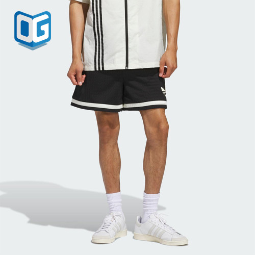 Adidas/阿迪达斯正品三叶草男女网眼透气休闲运动梭织短裤JD5198