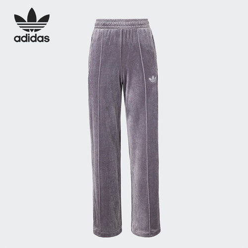 Adidas/阿迪达斯正品三叶草女士天鹅绒烫钻水钻长裤JY0215