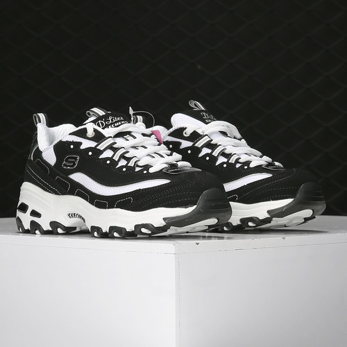 Skechers/斯凯奇正品女子春季厚底熊猫鞋老爹鞋休闲系带跑步鞋