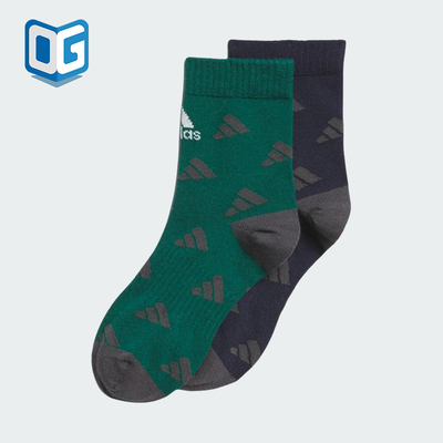 Adidas/阿迪达斯正品K GFX CREW 2P儿童经典运动袜两双装JF1220
