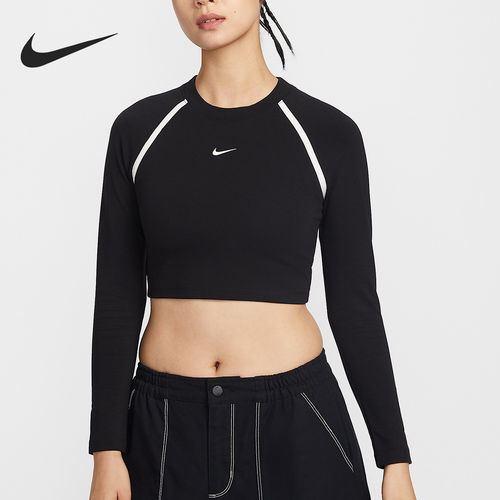 Nike/耐克官方正品Sportswear女士圆领短款长袖上衣IF0339-010