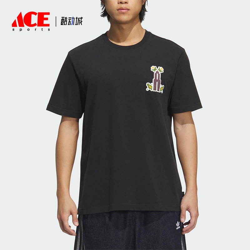 Adidas/阿迪达斯正品三叶草男士针织宽松图案经典日常短袖KD1843图片
