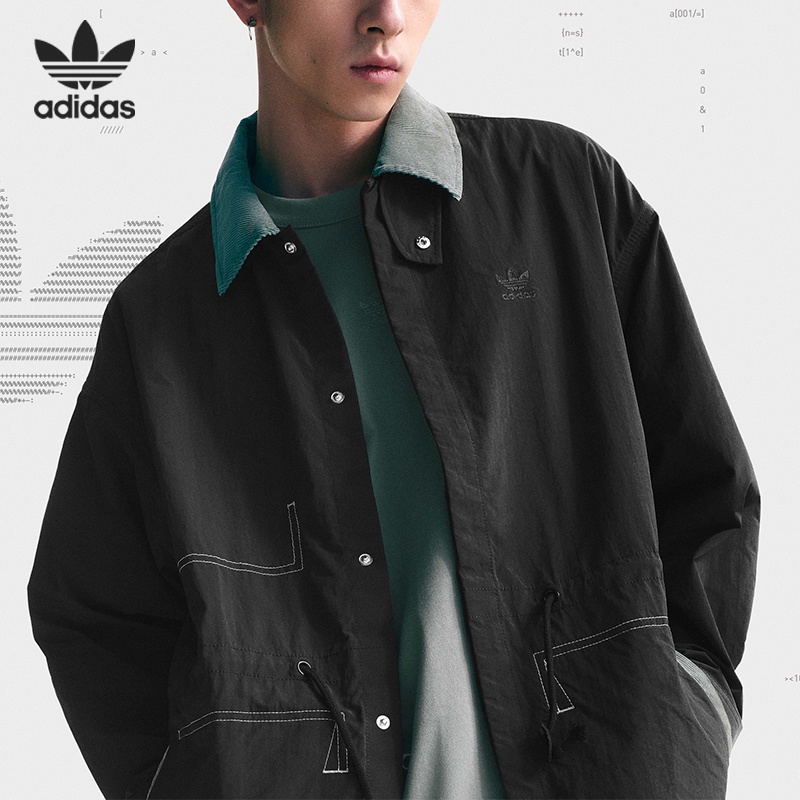 Adidas/阿迪达斯官方正品三叶草春季男子运动休闲翻领外套HY7239
