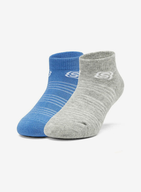 Skechers/斯凯奇正品2024新款儿童条纹休闲时尚袜子两双装