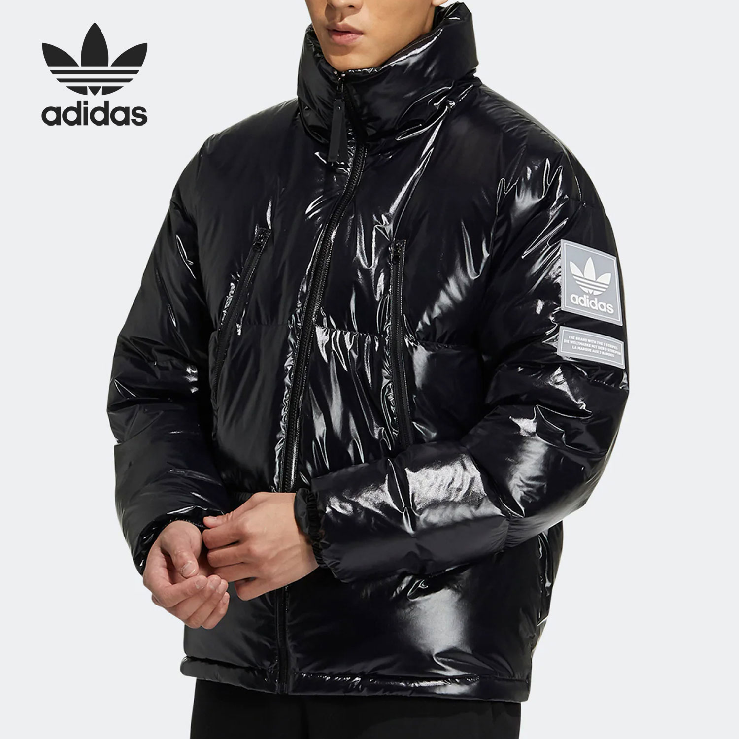 Adidas/阿迪达斯正品三叶草男子立领保暖运动羽绒服 H66013