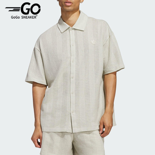 Adidas/阿迪达斯正品三叶草男女宽松透气经典翻领网眼衬衫JP0653