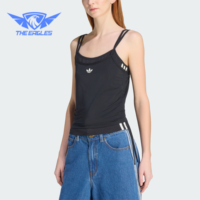 Adidas/阿迪达斯正品三叶草女士运动针织修身吊带背心T恤KW4524