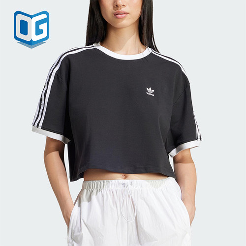 Adidas/阿迪达斯正品三叶草女士短款经典透气针织休闲短袖JC8149