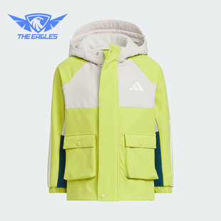JACKET儿童连帽保暖拼接外套KS3082 WOVEN Adidas 阿迪达斯正品