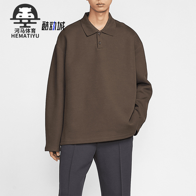 耐克男士复古休闲翻领针织卫衣