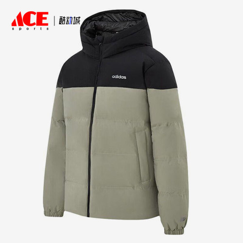 Adidas/阿迪达斯正品2025冬季款男士休闲连帽拼接羽绒服KC2155