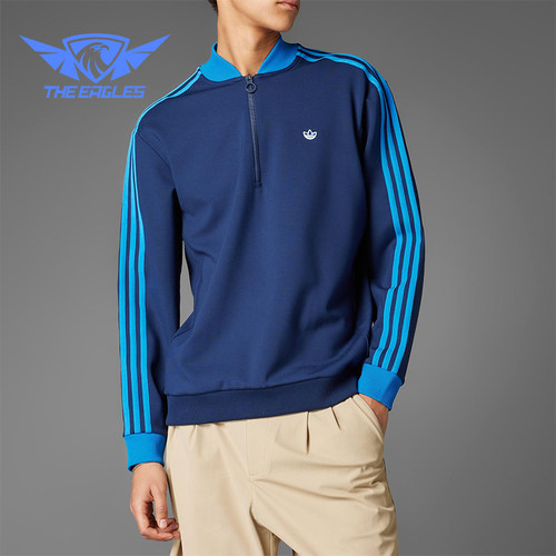 Adidas/阿迪达斯正品三叶草男女休闲半拉链运动户外套头衫JP0938