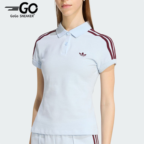 Adidas/阿迪达斯正品三叶草女士修身翻领纽扣短袖POLO衫KD3698