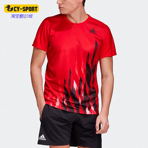 Adidas/阿迪达斯正品夏跑步训练圆领透气男子舒适运动短袖 FT9727