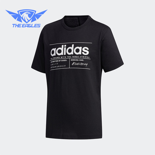 Adidas/阿迪达斯正品夏季大童经典透气针织圆领休闲短袖FM0776