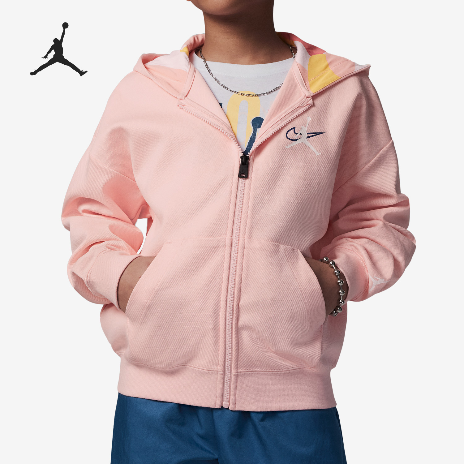 Nike/耐克正品Jordan 新款大童拉链连帽运动外套FJ9732-606