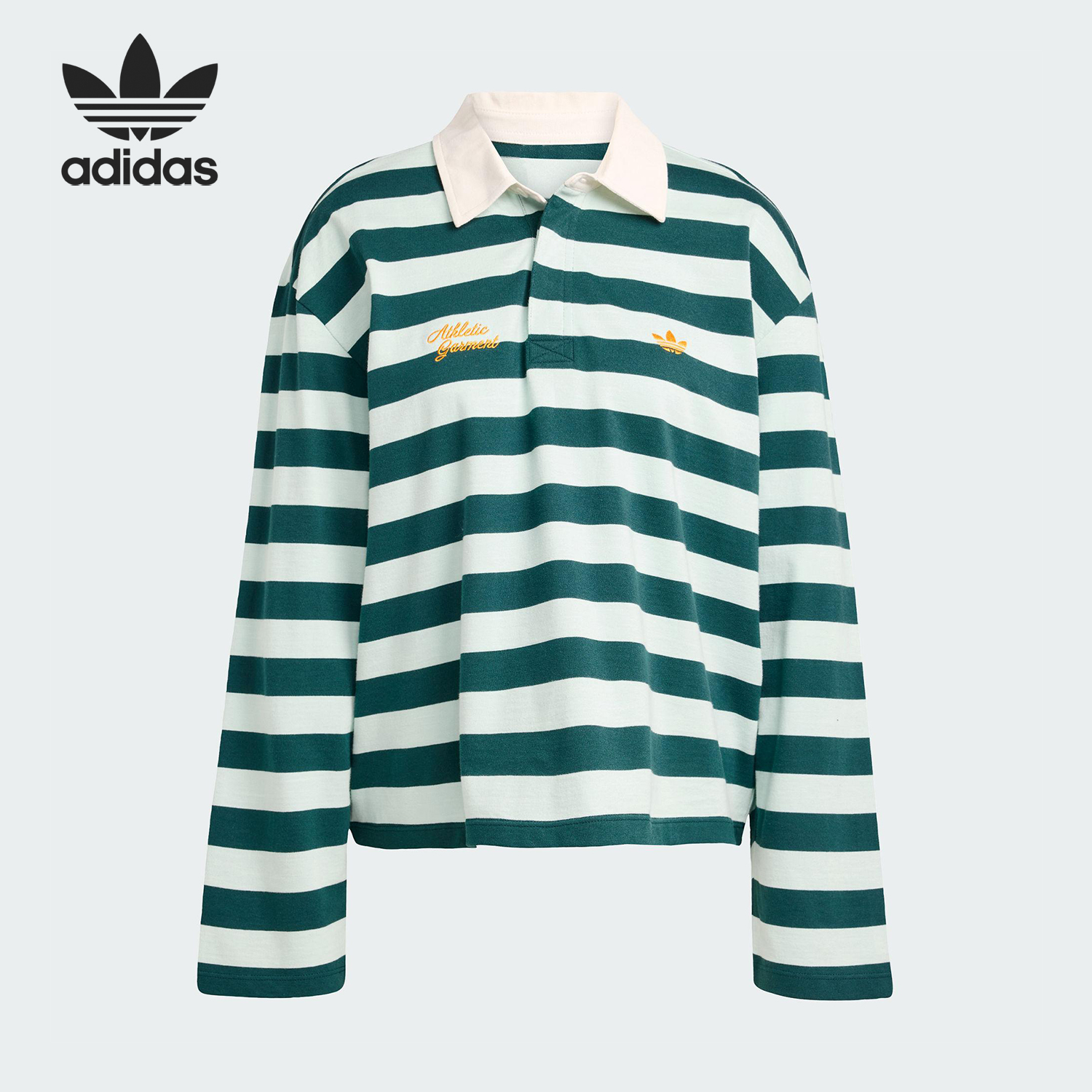 Adidas/阿迪达斯正品三叶草女士套头条纹透气POLO衫KF2326