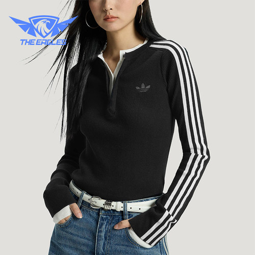 Adidas/阿迪达斯正品三叶草女士休闲亲肤修身圆领针织衫KS5333
