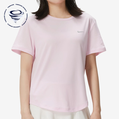Nike/耐克正品TEMPO新款女浅粉色跑步训练经典短袖T恤HQ0649-663