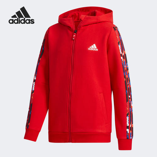 Adidas/阿迪达斯正品儿童三条纹印花经典运动连帽夹克外套 GP0537