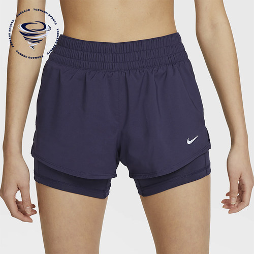 Nike/耐克正品2025女士梭织松紧腰透气二合一运动短裤DX6013-555