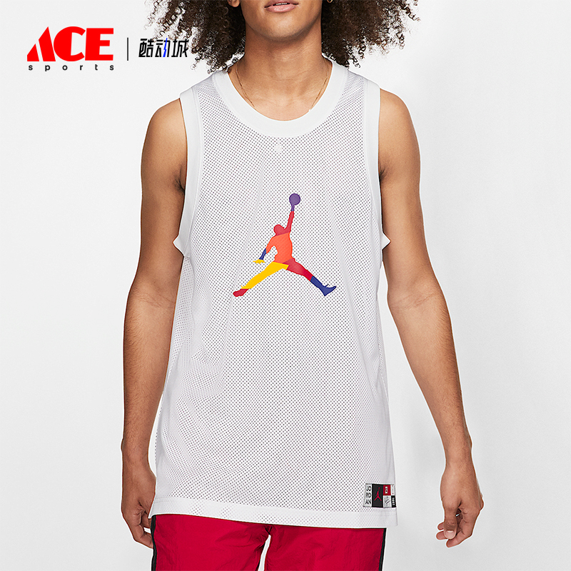 Nike/耐克正品JORDAN男士透气网眼篮球运动球衣AV0047-100