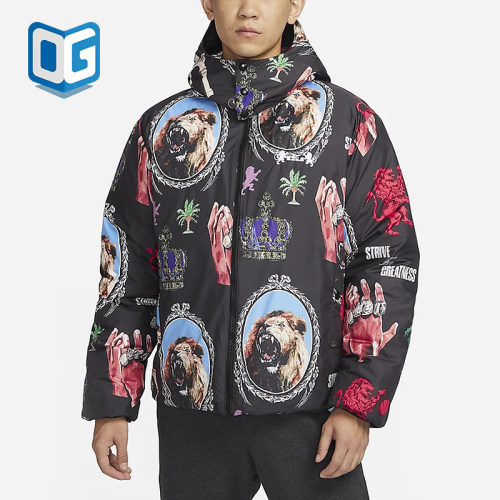 Nike/耐克正品冬季男士经典印花保暖运动篮球羽绒服FB6975-010