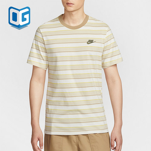 Nike/耐克正品夏季男士经典休闲条纹透气圆领日常短袖HJ0551-247