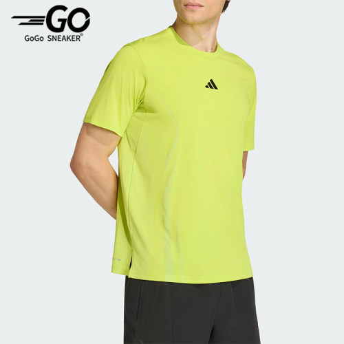 Adidas/阿迪达斯正品新款男荧光黄训练健身经典凉感短袖T恤KE5783
