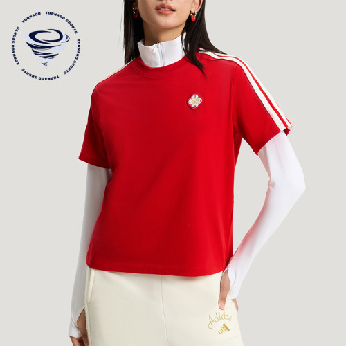 Adidas/阿迪达斯正品2025女士日常圆领套头透气运动短袖KV0506