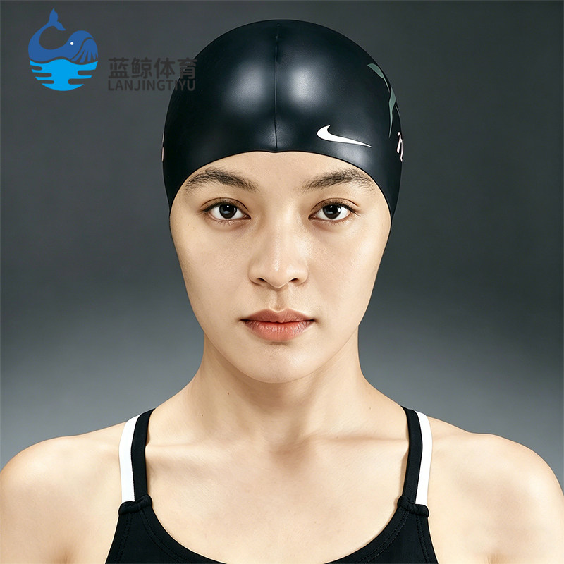 Nike/耐克正品Swim硅胶泳帽新款男黑白色经典游泳帽IQ7840-010