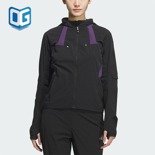 Adidas/阿迪达斯正品舒适春季款女士连帽拼接运动外套KF4923