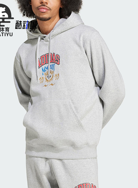 Adidas/阿迪达斯正品三叶草男士休闲针织宽松连帽日常卫衣IX6770