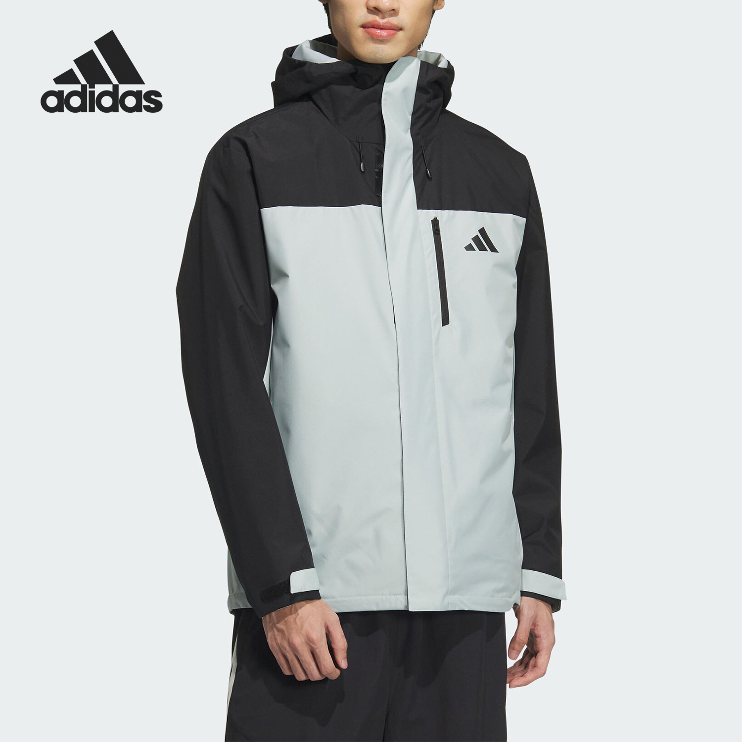 Adidas/阿迪达斯正品新款男女三合一加绒连帽冲锋衣JW1650