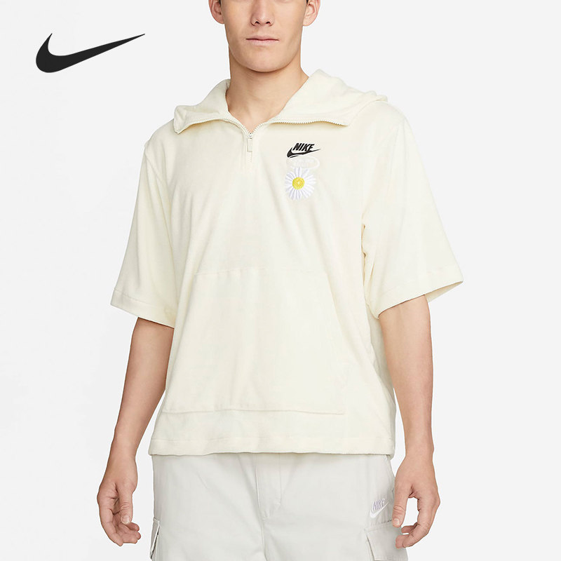 Nike/耐克正品男子宽松印花复古卫衣连帽衫短袖T恤DM5063-113