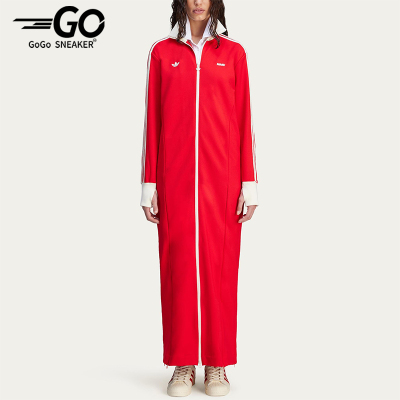 Adidas/阿迪达斯正品三叶草新款女红白色长袖连衣裙JG1424
