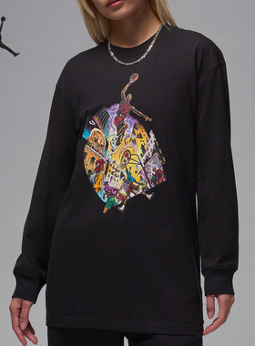 Nike/耐克正品JORDAN女士漫画运动印花透气长袖FV7198-010