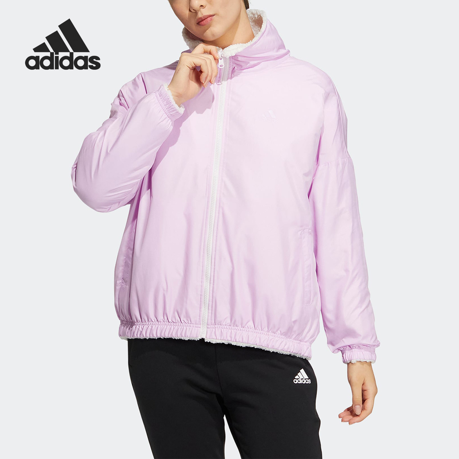 Adidas/阿迪达斯女子运动仿羊羔绒双面穿外套HM7111