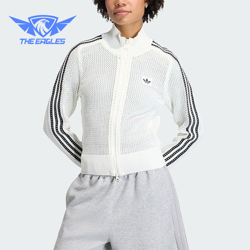 Adidas/阿迪达斯正品三叶草女士休闲立领针织运动透气外套KC6496