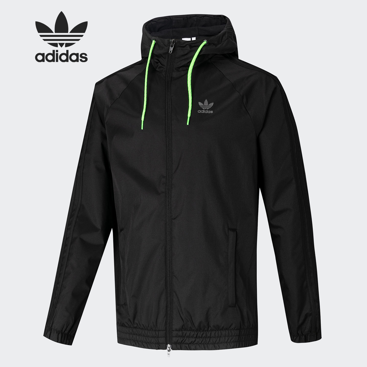 Adidas/阿迪达斯正品三叶草男加绒简约连帽防风衣夹克外套GD0003