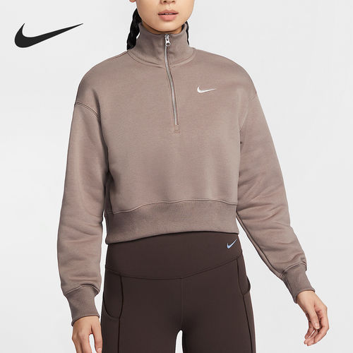 Nike/耐克正品新款女士半拉链短款加绒运动卫衣DQ5768-233