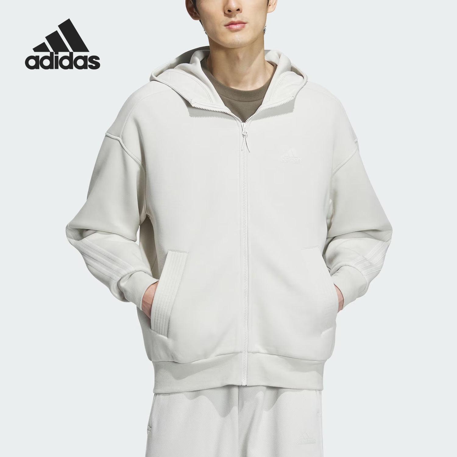阿迪达斯男士拉链夹克外套