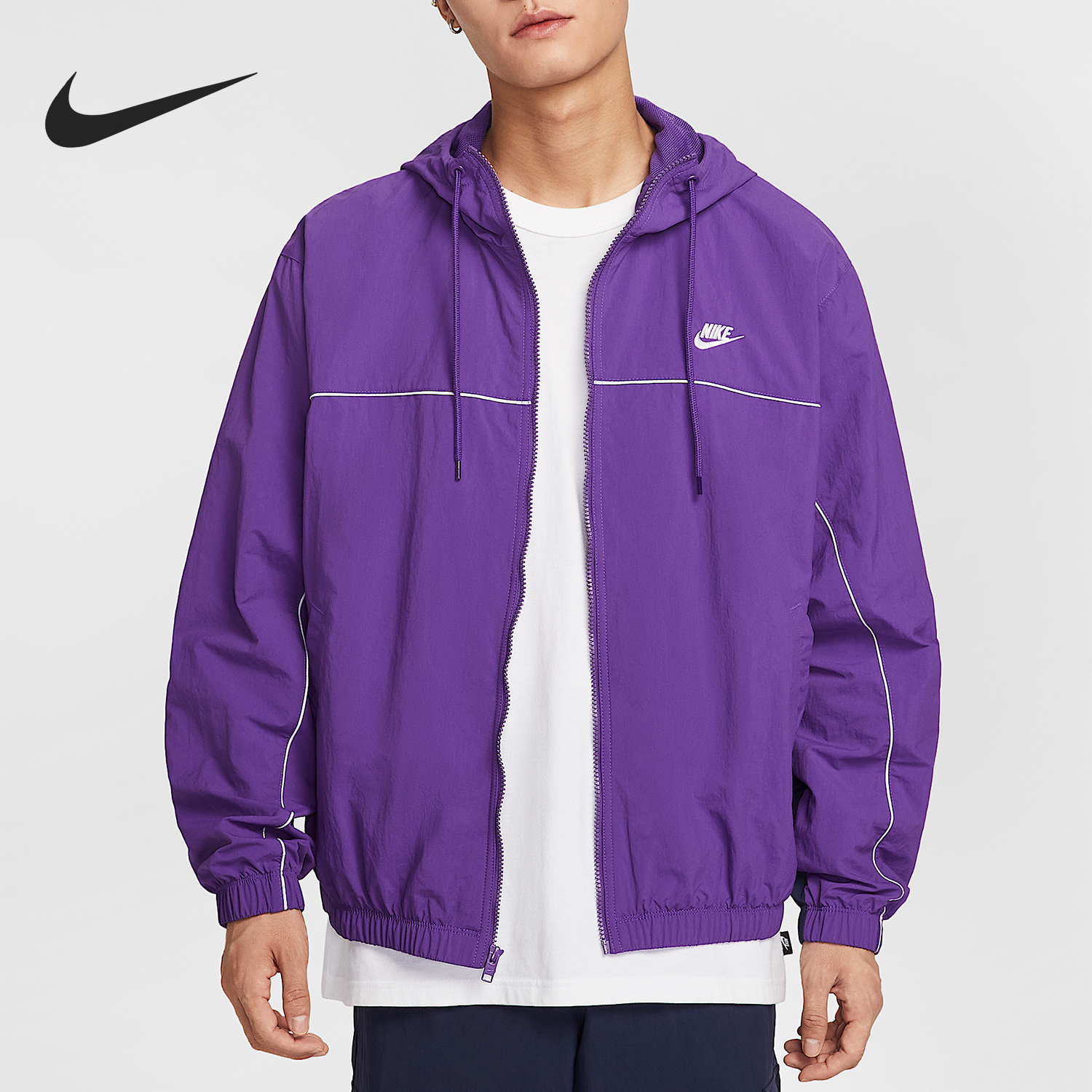Nike/耐克官方正品Club男士复古潮流连帽宽松夹克外套HJ2013-507