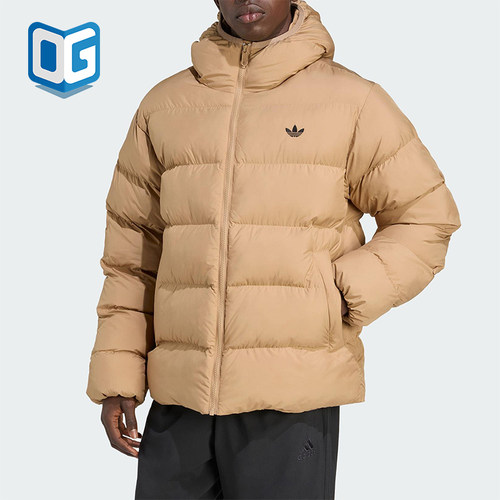Adidas/阿迪达斯正品三叶草男士运动连帽保暖梭织面包棉服JX4121