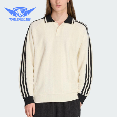 Adidas/阿迪达斯正品三叶草男士休闲翻领针织运动套头衫JX3836