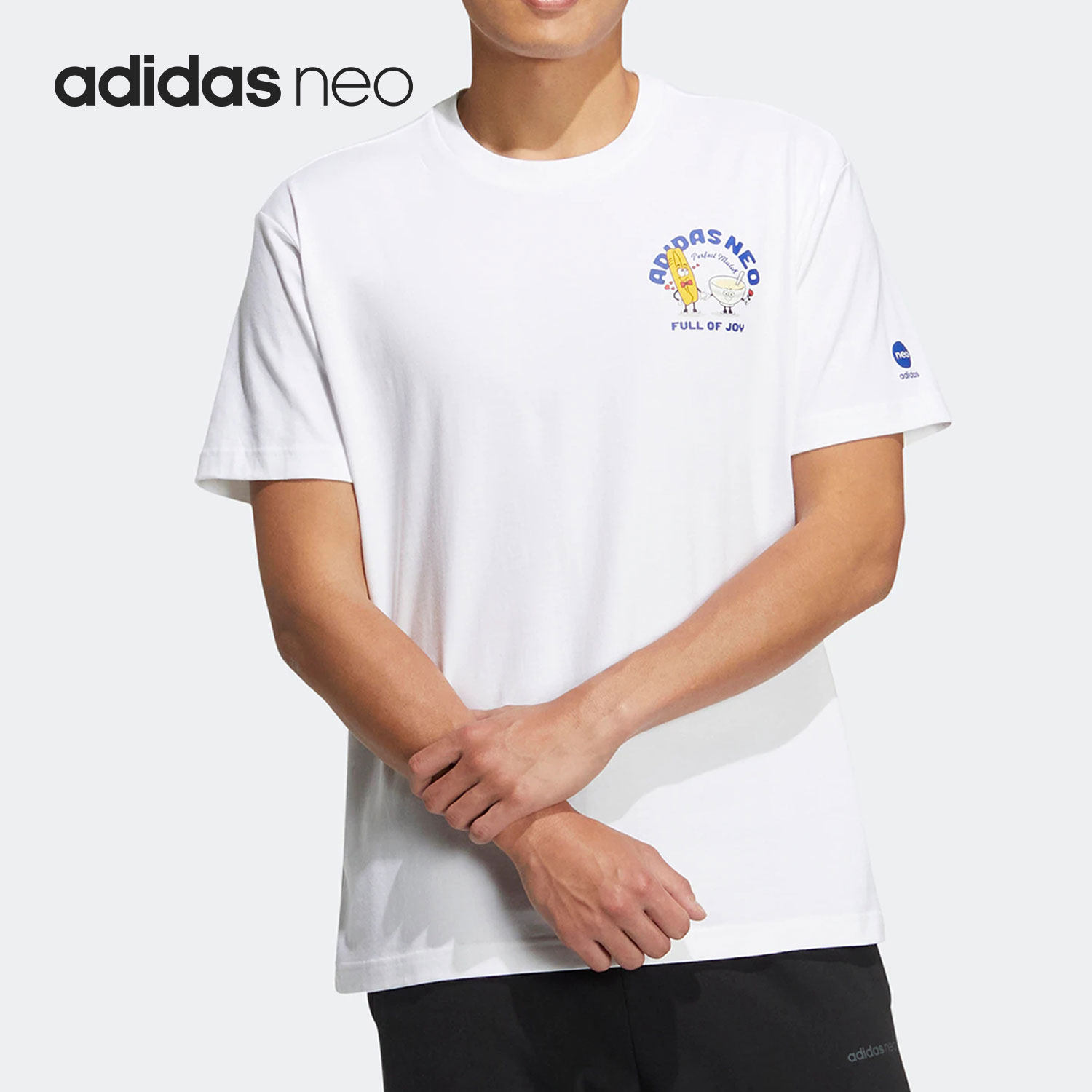 Adidas/阿迪达斯正品NEO系列男女运动印花简约短袖T恤HS6826