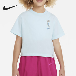 Nike/耐克正品新款大童简约时尚透气宽松短袖T恤FV5495-474