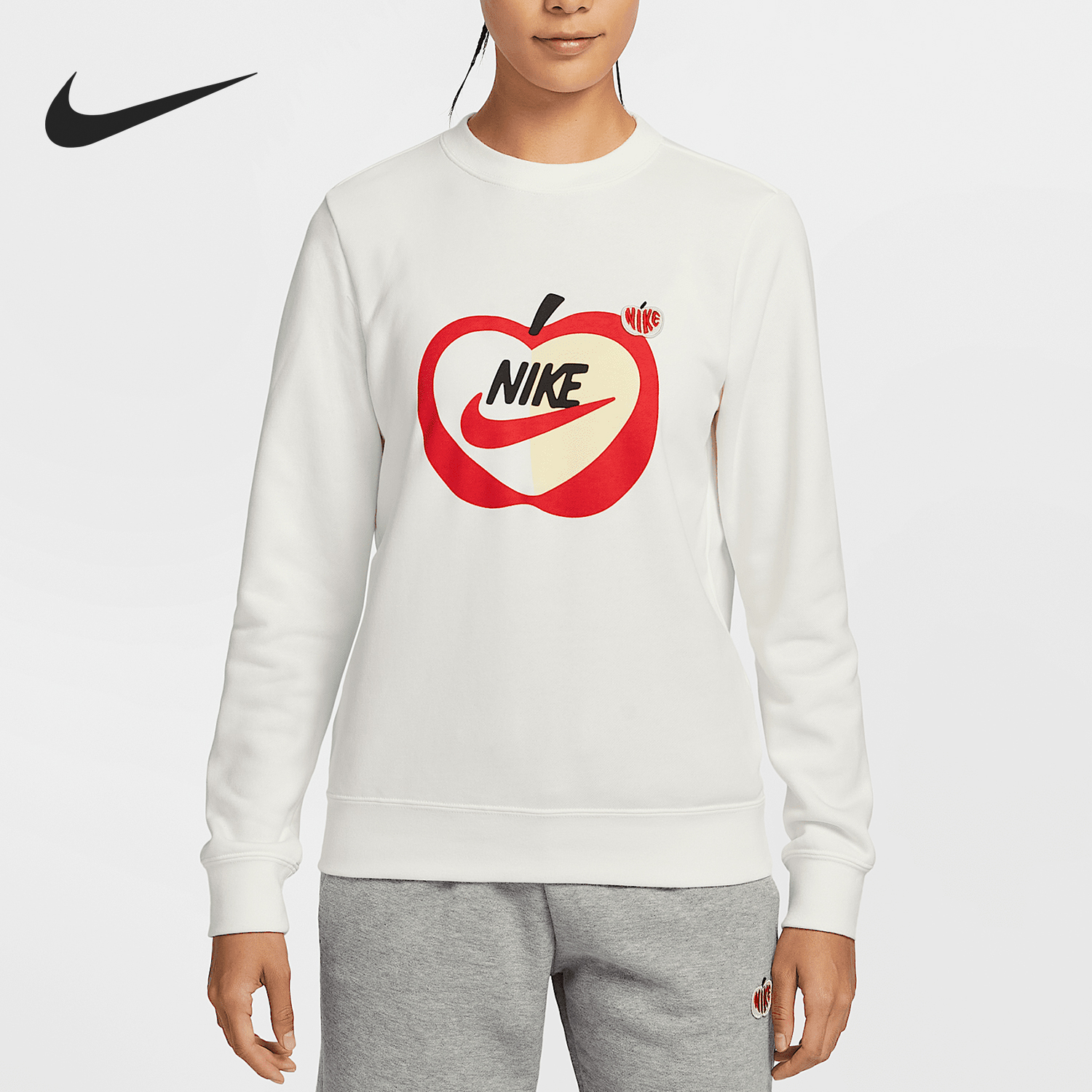 Nike/耐克官方正品新款女士简约透气圆领运动长袖T恤IB8232-133