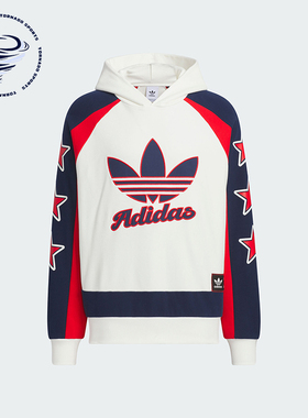 Adidas/阿迪达斯正品三叶草男女时尚时尚拼接连帽卫衣JN0779